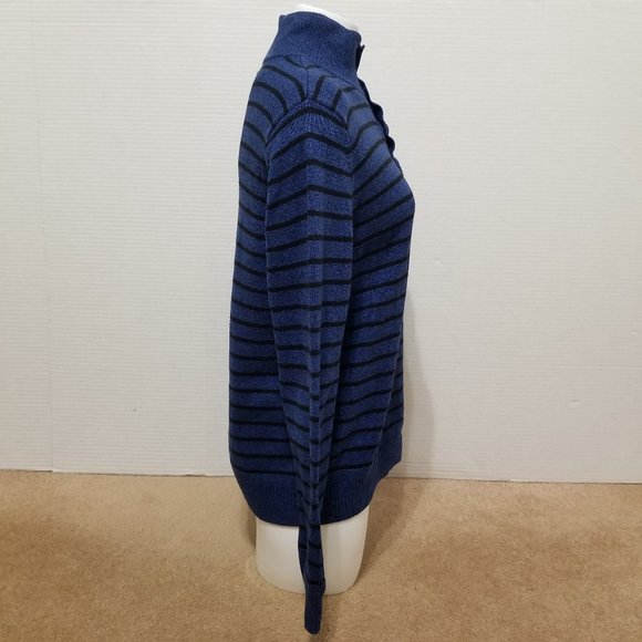 American Eagle sweater Medium Classic Fit striped mock neck henley pullover - Picture 4 of 10